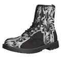 Ornamental Silver Cross Print Lace-Up Boots