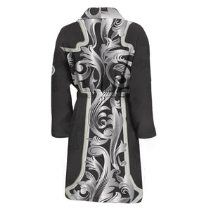 Ornamental Silver Cross Print Men's Bathrobe