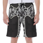 Ornamental Silver Cross Print Men's Beach Shorts