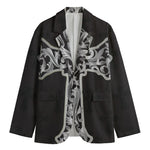 Ornamental Silver Cross Print Men's Blazer