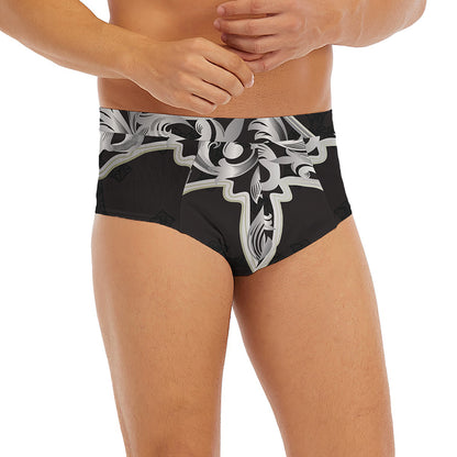 Ornamental Silver Cross Print Men's Briefs