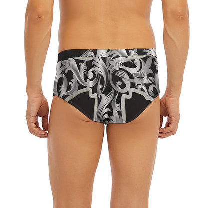 Ornamental Silver Cross Print Men's Briefs