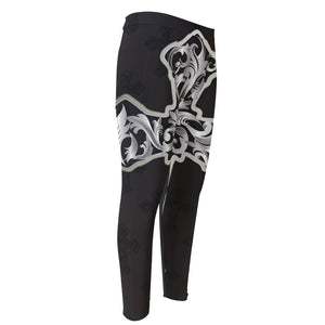 Ornamental Silver Cross Print Men's Compression Pants