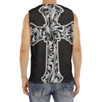 Ornamental Silver Cross Print Men's Fitness Tank Top