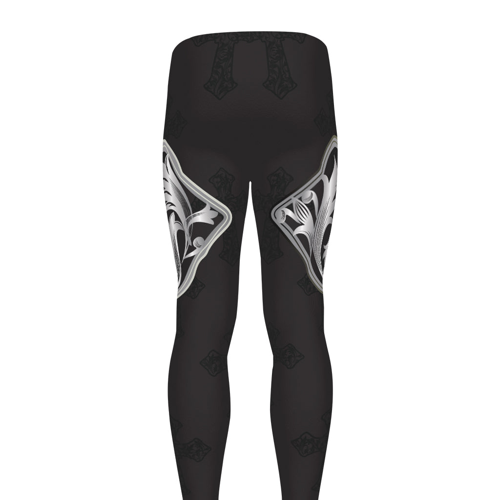 Ornamental Silver Cross Print Men's leggings