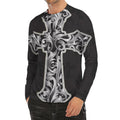 Ornamental Silver Cross Print Men's Long Sleeve Rash Guard