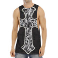 Ornamental Silver Cross Print Men's Muscle Tank Top