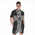 Ornamental Silver Cross Print Men's Romper
