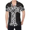 Ornamental Silver Cross Print Men's Shirt