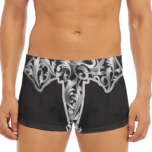 Ornamental Silver Cross Print Men's Short Boxer Briefs