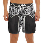 Ornamental Silver Cross Print Men's Split Running Shorts