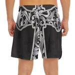 Ornamental Silver Cross Print Men's Split Running Shorts