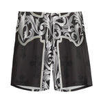Ornamental Silver Cross Print Men's Sports Shorts