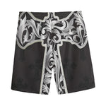Ornamental Silver Cross Print Men's Sports Shorts