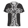 Ornamental Silver Cross Print Men's Athletic T-Shirt