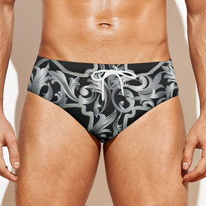 Ornamental Silver Cross Print Men's Swim Briefs