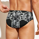 Ornamental Silver Cross Print Men's Swim Briefs