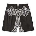 Ornamental Silver Cross Print Men's Swim Trunks