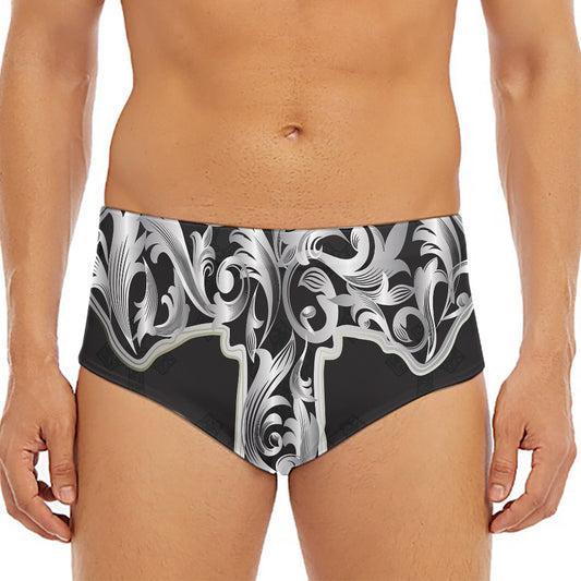 Ornamental Silver Cross Print Men's Triangle Swim Briefs