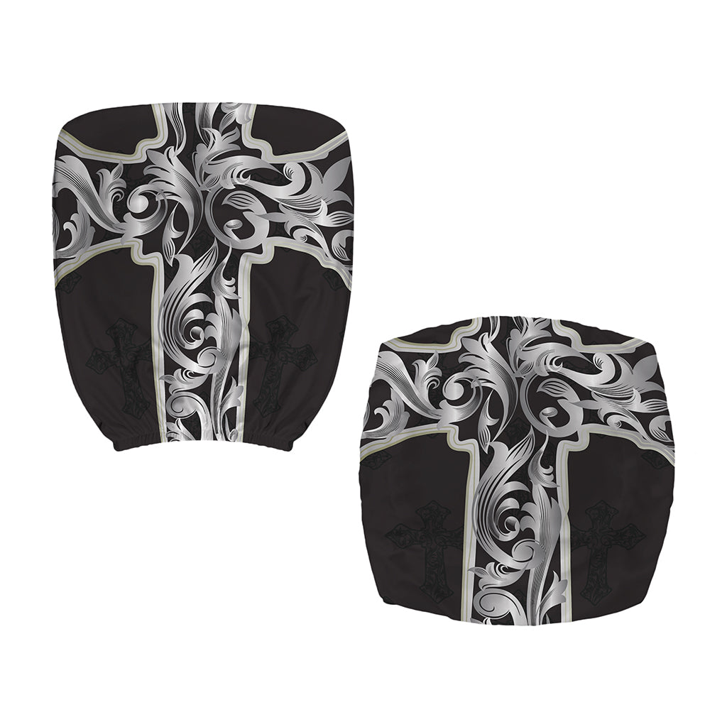 Ornamental Silver Cross Print Office Chair Cover
