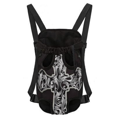 Ornamental Silver Cross Print Pet Carrier Backpack