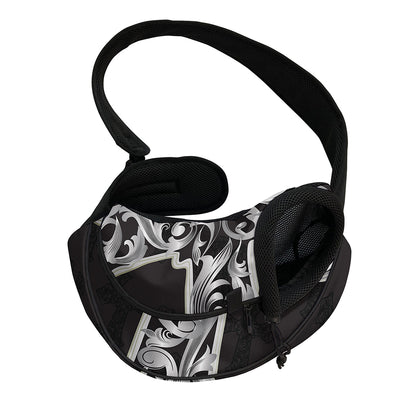Ornamental Silver Cross Print Pet Sling Carrier