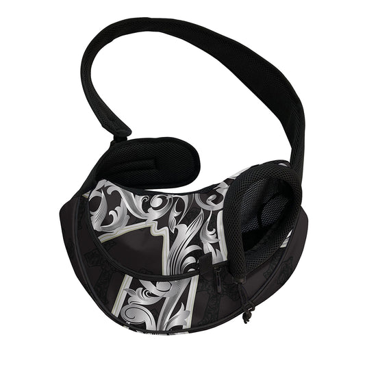Ornamental Silver Cross Print Pet Sling Carrier