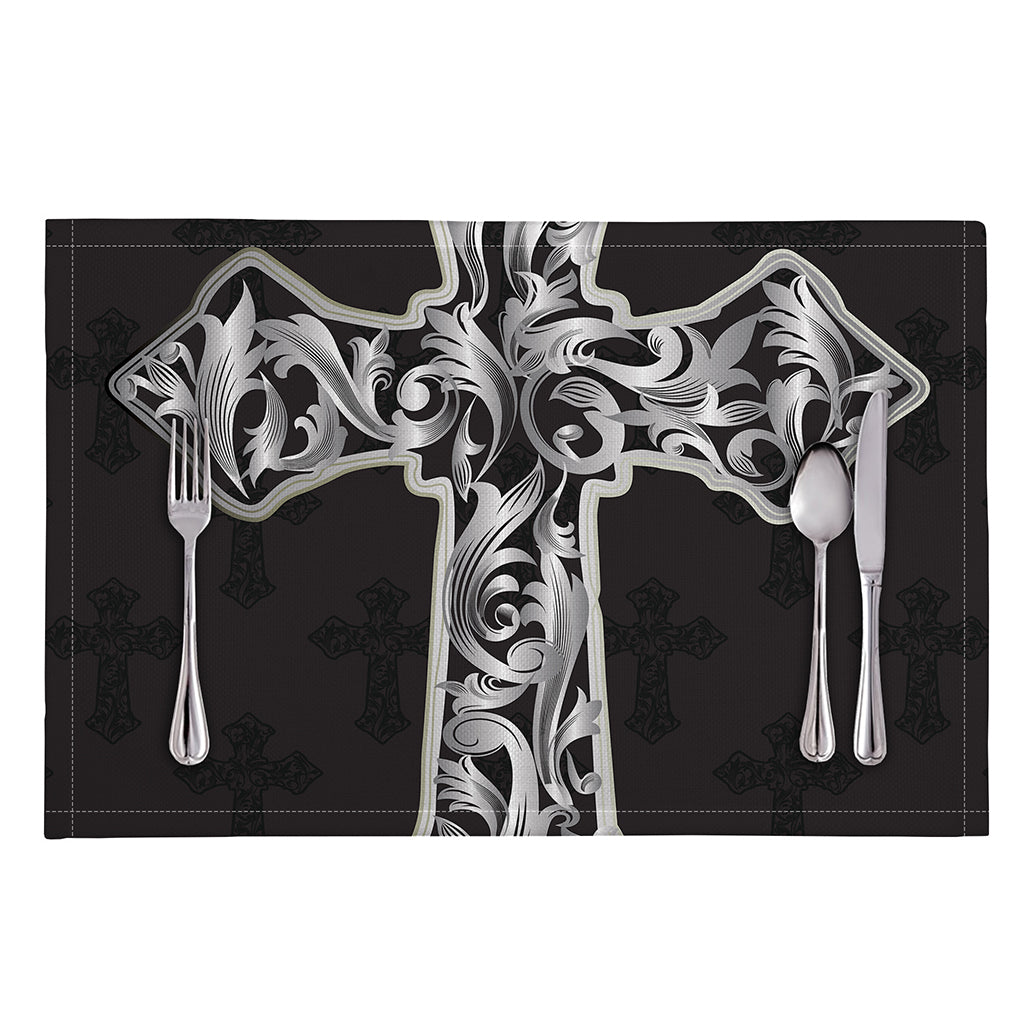 Ornamental Silver Cross Print Placemat