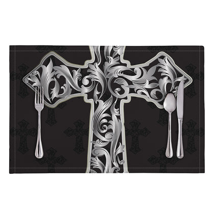 Ornamental Silver Cross Print Placemat