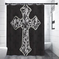 Ornamental Silver Cross Print Premium Shower Curtain