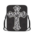 Ornamental Silver Cross Print Rectangular Crossbody Bag