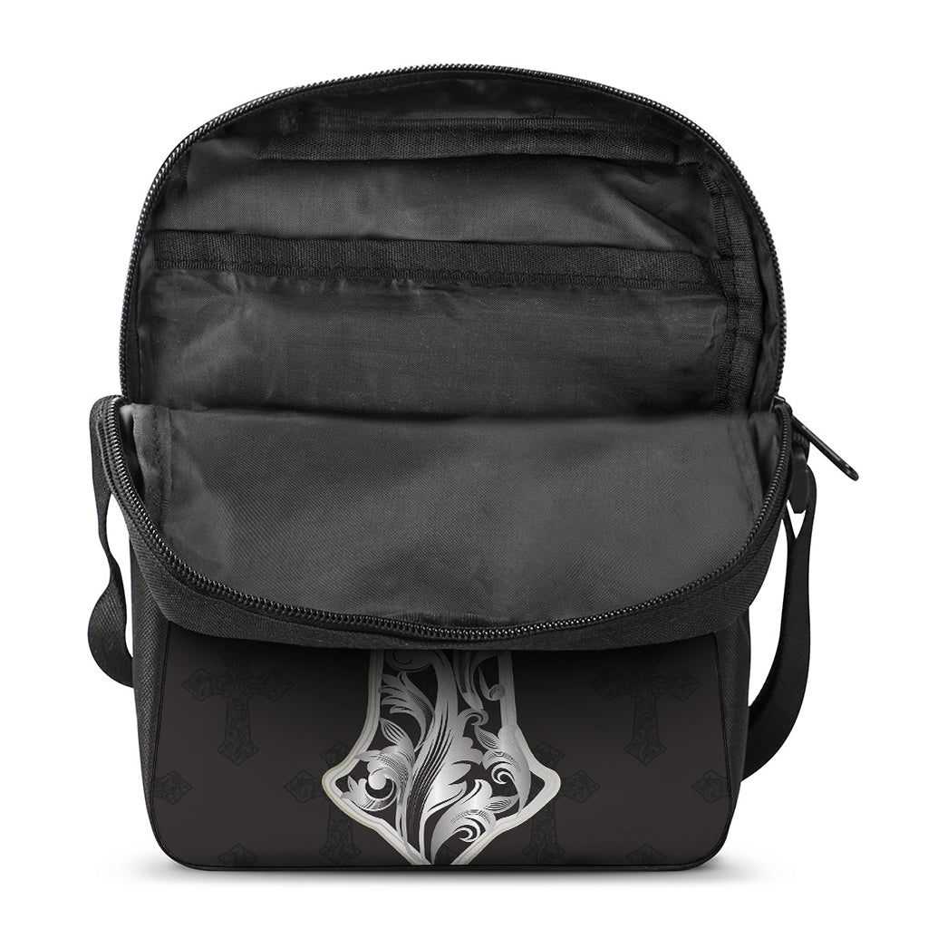 Ornamental Silver Cross Print Rectangular Crossbody Bag