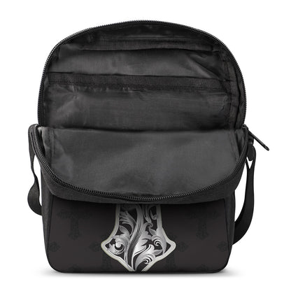 Ornamental Silver Cross Print Rectangular Crossbody Bag