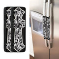 Ornamental Silver Cross Print Refrigerator Handle Covers