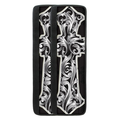 Ornamental Silver Cross Print Refrigerator Handle Covers