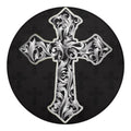 Ornamental Silver Cross Print Round Blanket