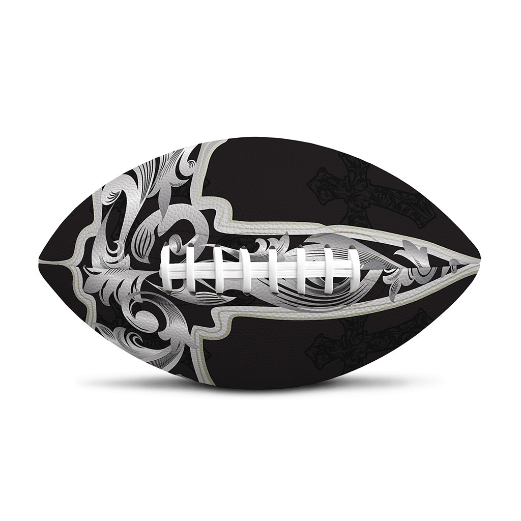 Ornamental Silver Cross Print Rugby Ball