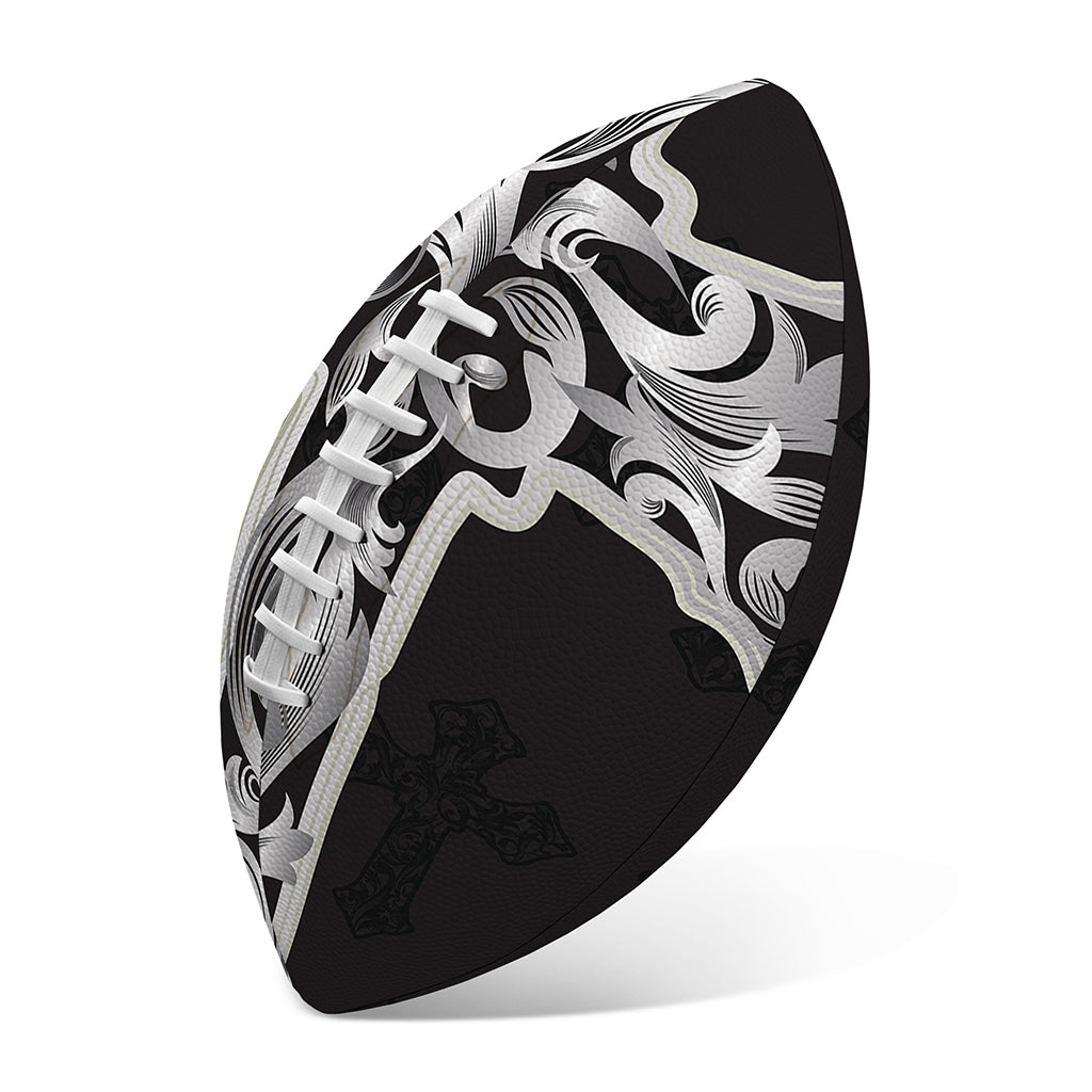 Ornamental Silver Cross Print Rugby Ball