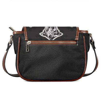Ornamental Silver Cross Print Saddle Bag