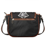 Ornamental Silver Cross Print Saddle Bag