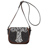 Ornamental Silver Cross Print Saddle Bag