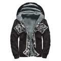 Ornamental Silver Cross Print Sherpa Lined Zip Up Hoodie