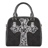 Ornamental Silver Cross Print Shoulder Handbag