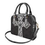 Ornamental Silver Cross Print Shoulder Handbag