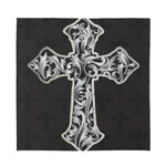 Ornamental Silver Cross Print Silk Bandana