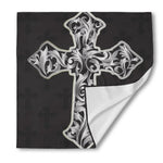Ornamental Silver Cross Print Silk Bandana