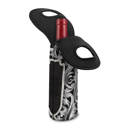 Ornamental Silver Cross Print Single Neoprene Wine Tote