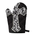 Ornamental Silver Cross Print Single Oven Mitt