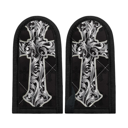 Ornamental Silver Cross Print Skillet Handle Cover