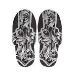 Ornamental Silver Cross Print Slippers
